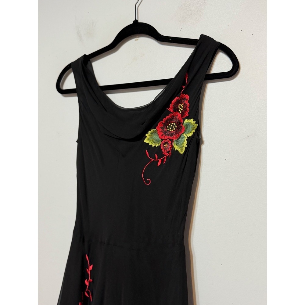 Lapis Whimsigoth 100% Silk Chiffon Midi Dress Women Sz M Fairycore Dark Romantic - Picture 10 of 10